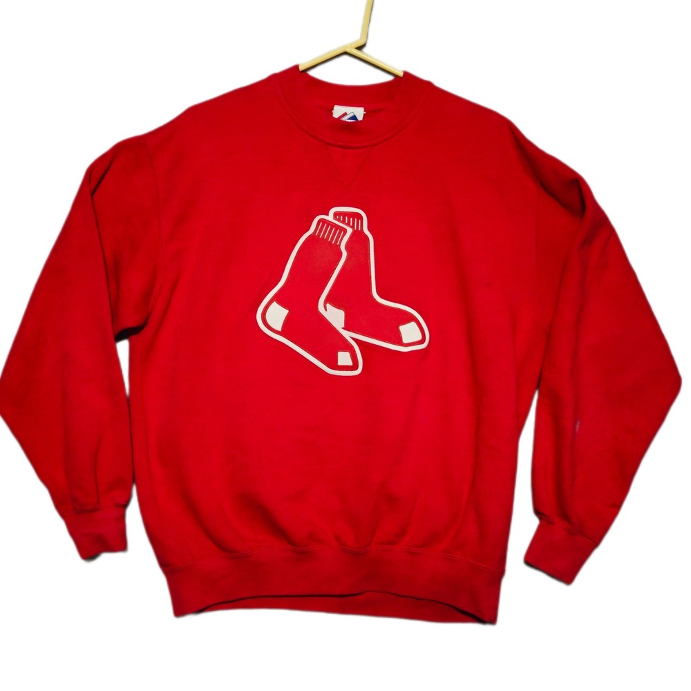Vintage Majestic Boston Red Sox Patch Sweatshirt Mens Medium Pullover Crew Neck